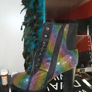Rainbow Glitter Ankle Boots
